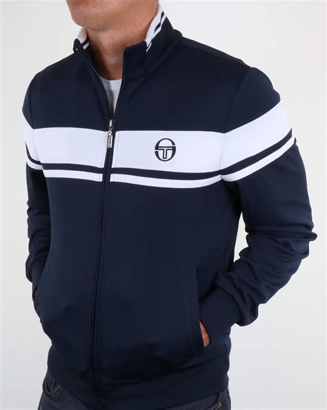 sergio tacchini masters track top navy white